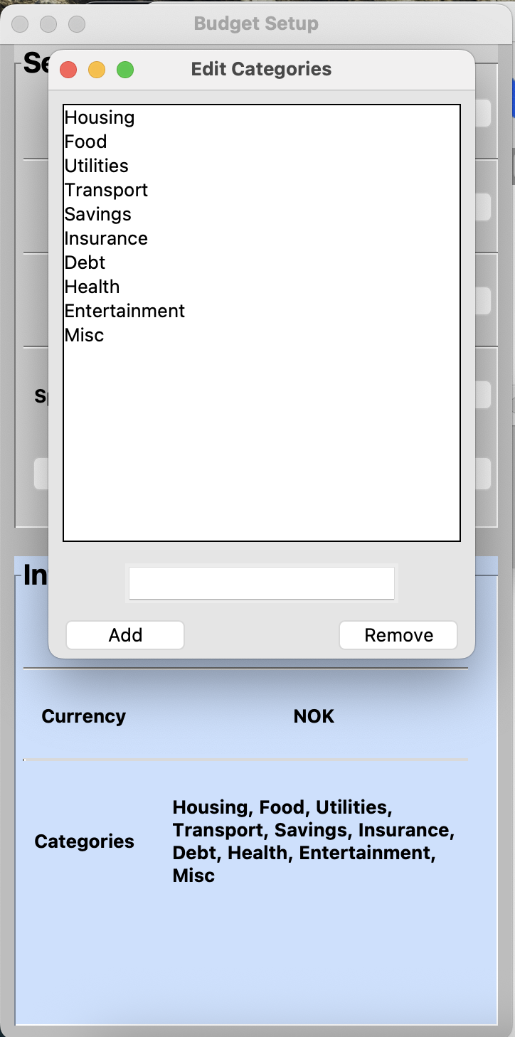 Editable Categories